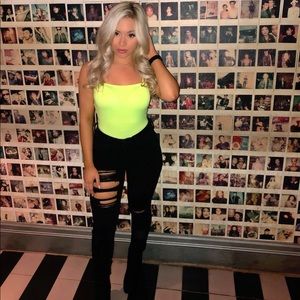 Neon yellow bodysuit